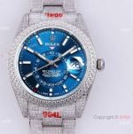 Swiss Replica Rolex Iced Out Sky-Dweller Seagull2824 Watch 904L Stainless Steel